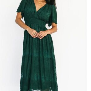 Elegant Green Lace Midi Dress
